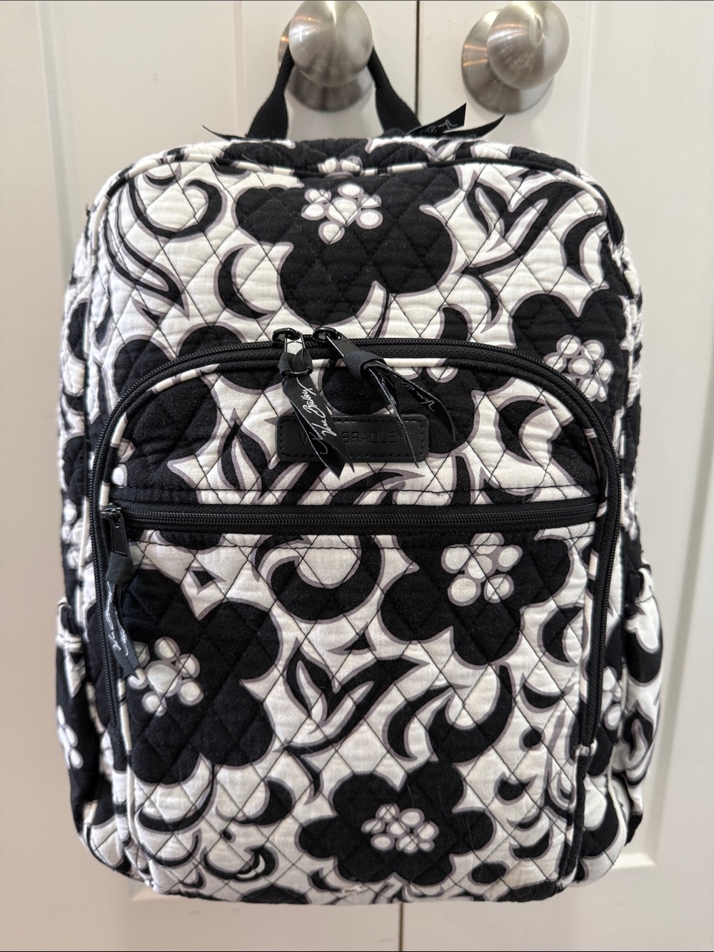 Vera Bradley Black & White Quilted Floral Backpack